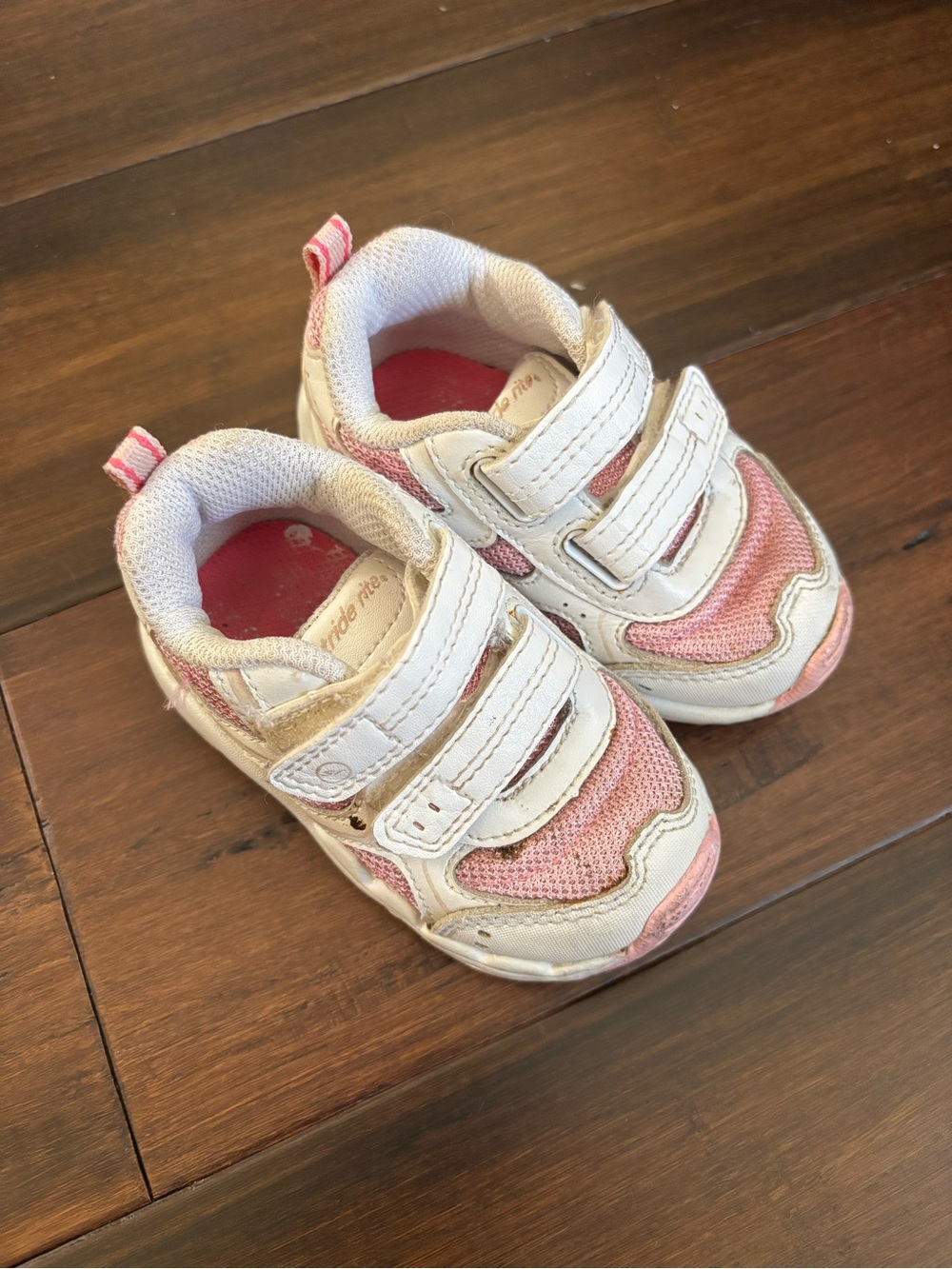 Stride Rite Baby Girl White and Pink Velcro Athletic Sneakers